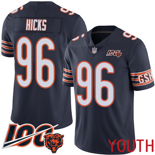Chicago Bears Limited Navy Blue Youth Akiem Hicks Home Jersey NFL Football #96 100th Season